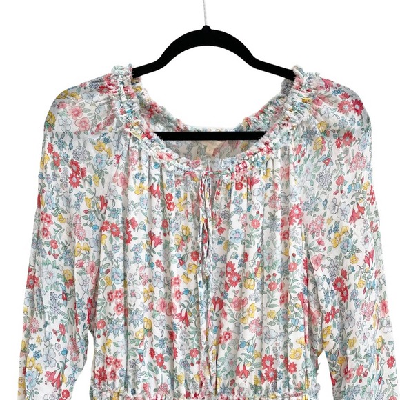 LOVESHACKFANCY Ibiza Blue Popover Dress Floral Mini Medium - Picture 4 of 10